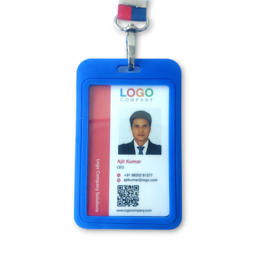Waterproof Anti fold | Premium Double Sided | Vertical_Blue color | ID Card Holder _A - 111 - V